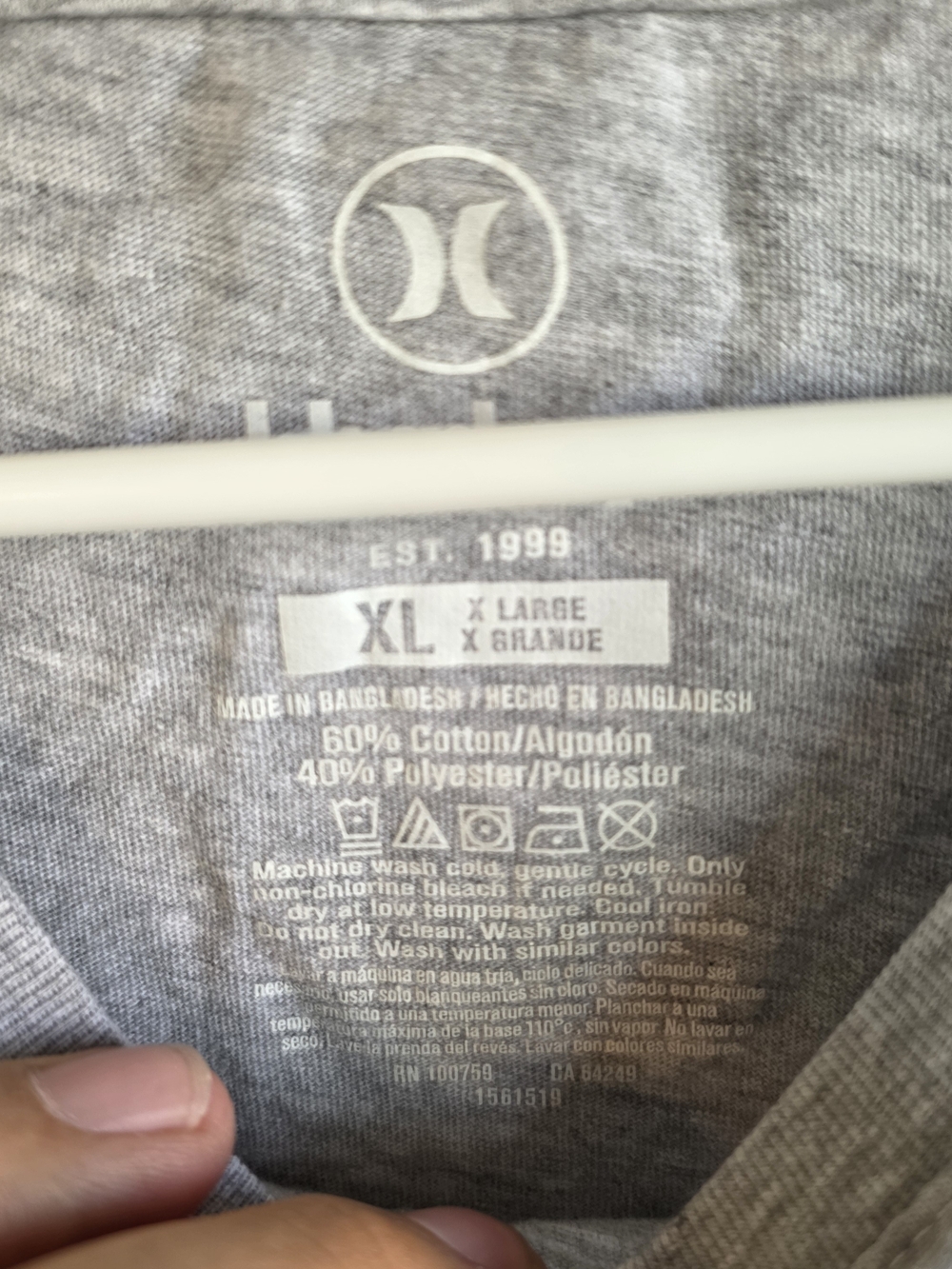 Men's Hurley Heather Gray Graphic Logo T-Shirt with Blue Accents, Size XL - Picture 3 of 4
